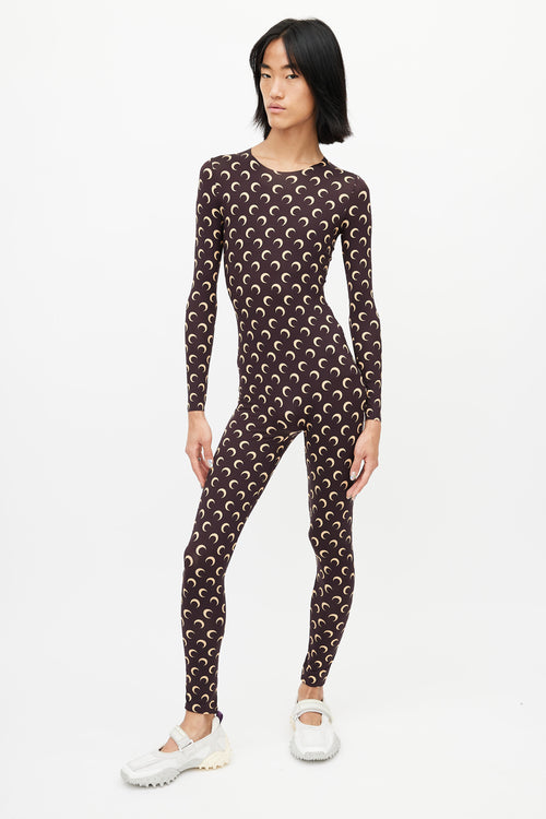 Marine Serre Brown & Cream Moon Jumpsuit