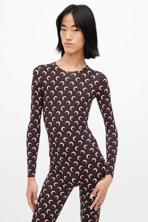 Marine Serre Brown & Cream Moon Jumpsuit
