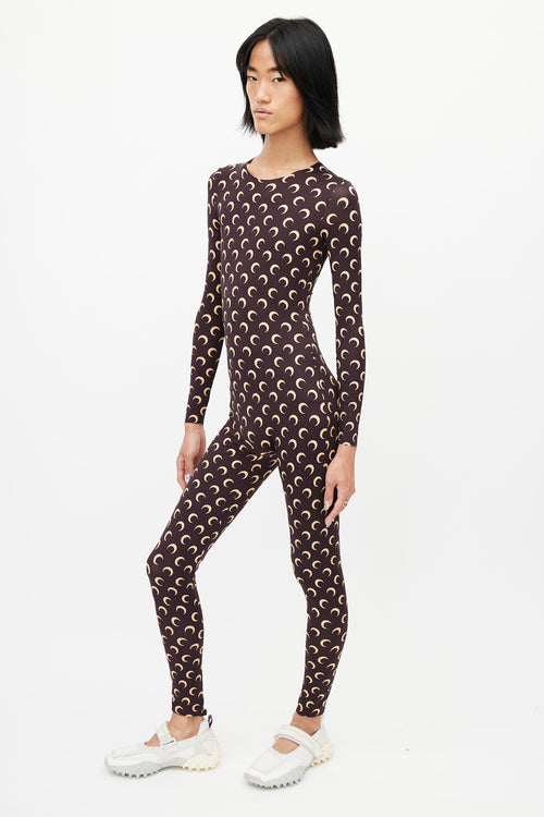 Marine Serre Brown & Cream Moon Jumpsuit