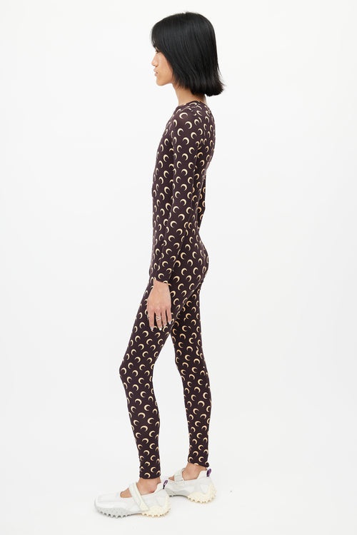 Marine Serre Brown & Cream Moon Jumpsuit