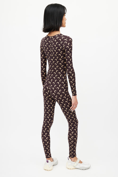 Marine Serre Brown & Cream Moon Jumpsuit