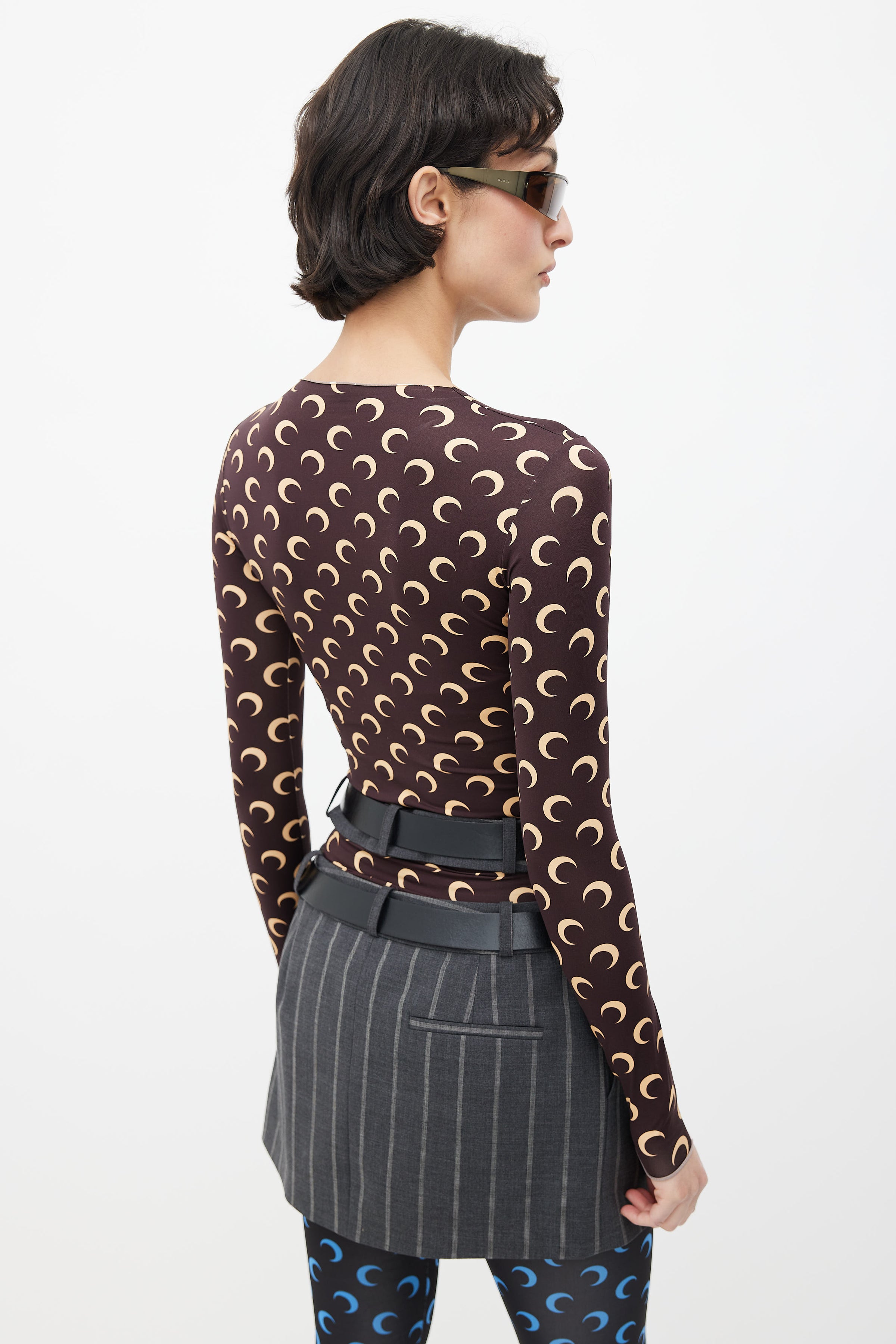 Marine Serre // Brown & Beige Second Skin Moon Top – VSP Consignment