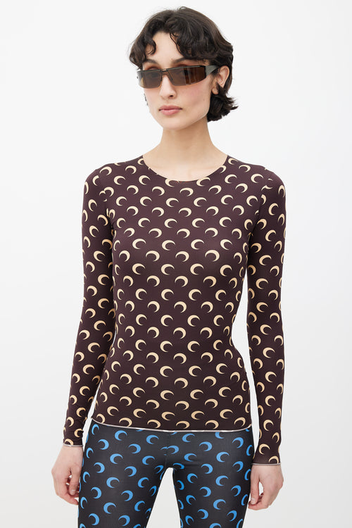 Marine Serre Brown & Yellow Monogram Top