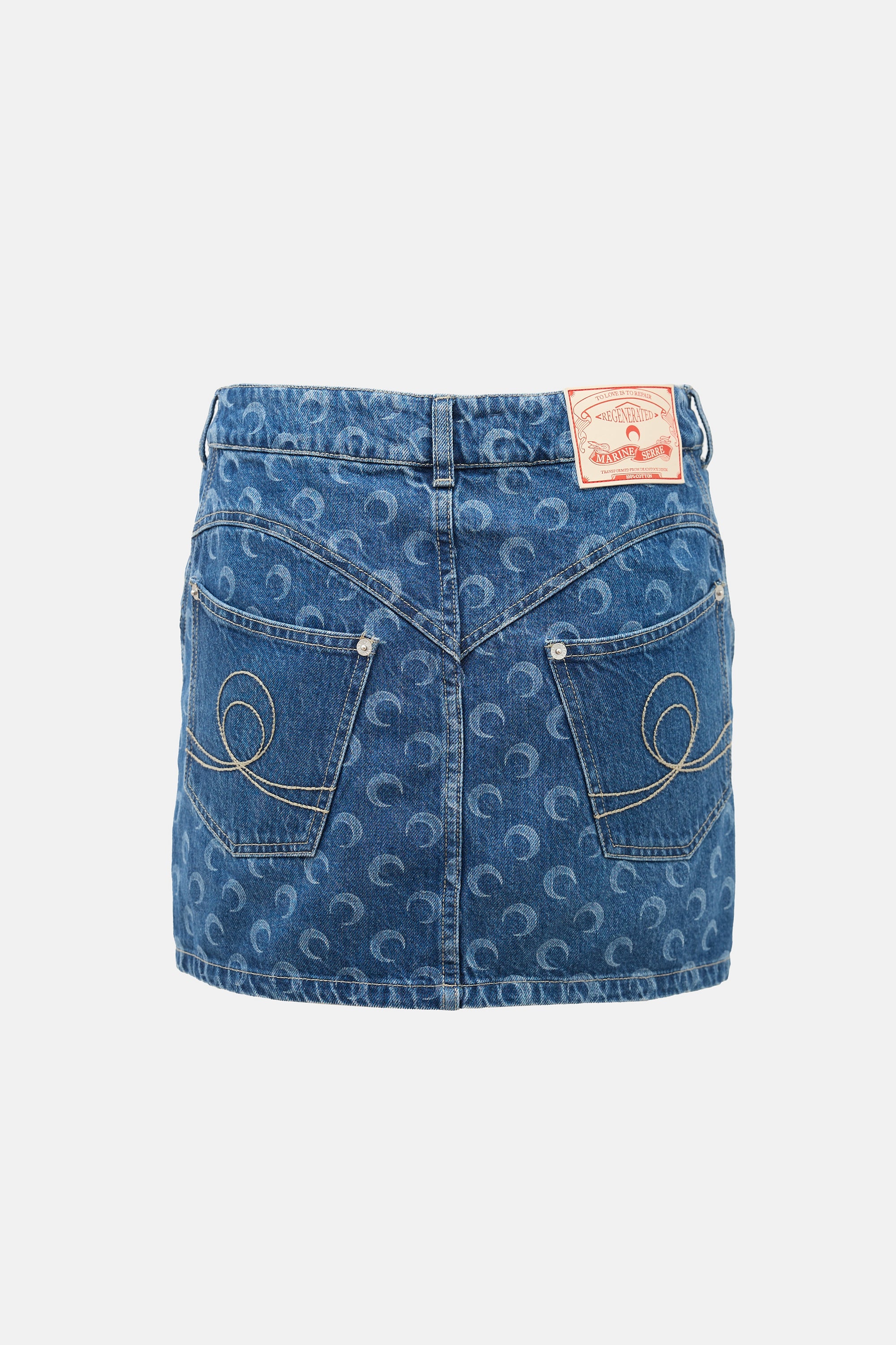 Marine Serre Moon Print Denim Mini Skirt M