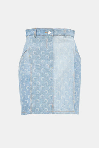 Marine Serre Denim Moon Printed Skirt