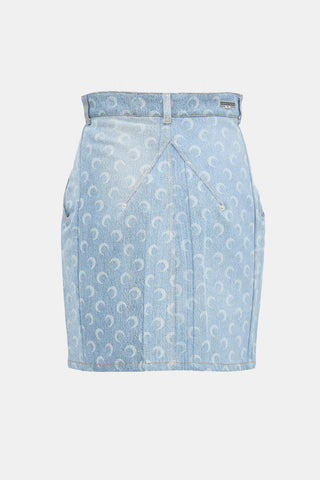 Marine Serre Denim Moon Printed Skirt