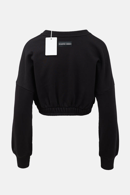 Marine Serre Logo Cropped Sweatshirt