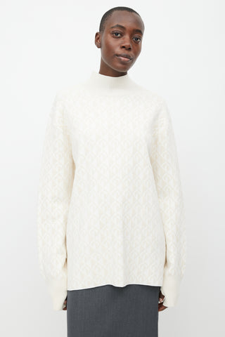 Marine Serre White & Cream Moon Oversized Sweater