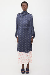 Marine Serre Oversized Silk Satin Printed Dress