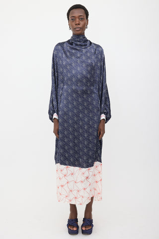Marine Serre Oversized Silk Satin Printed Dress