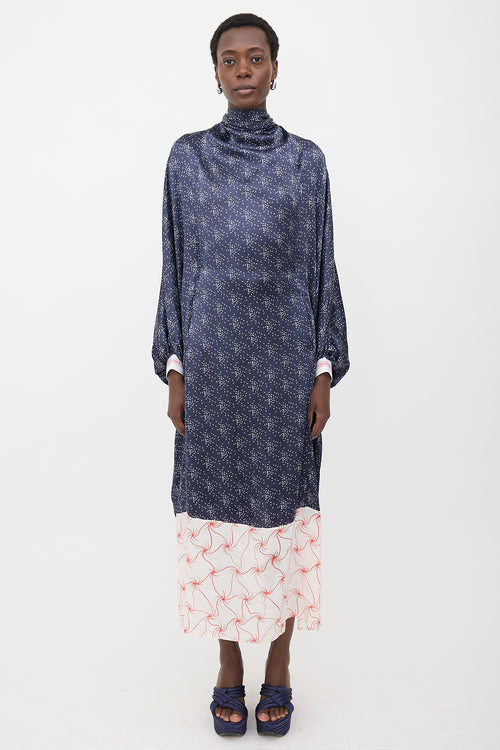 Marine Serre Oversized Silk Satin Printed Dress