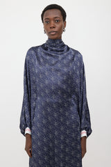 Marine Serre Oversized Silk Satin Printed Dress