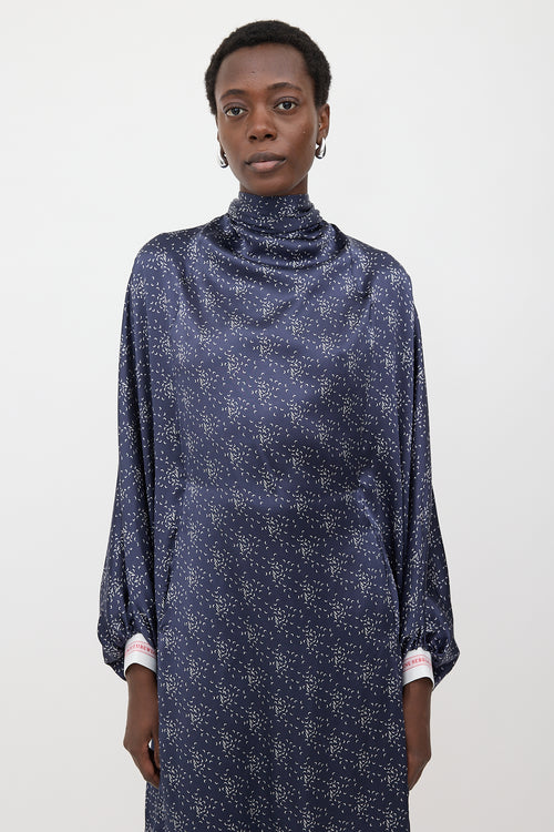 Marine Serre Oversized Silk Satin Printed Dress