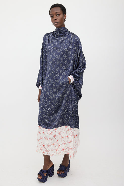 Marine Serre Oversized Silk Satin Printed Dress