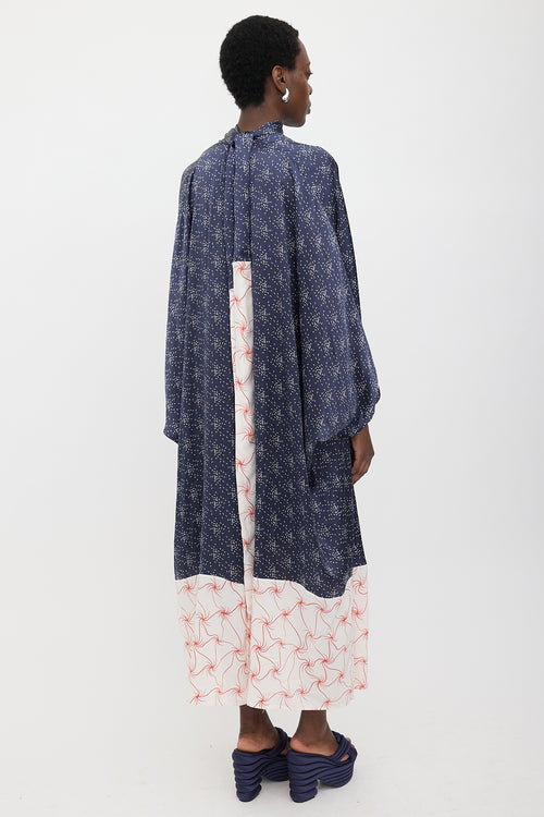 Marine Serre Oversized Silk Satin Printed Dress