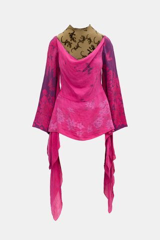 Marine Serre Silk Floral  Layered Blouse