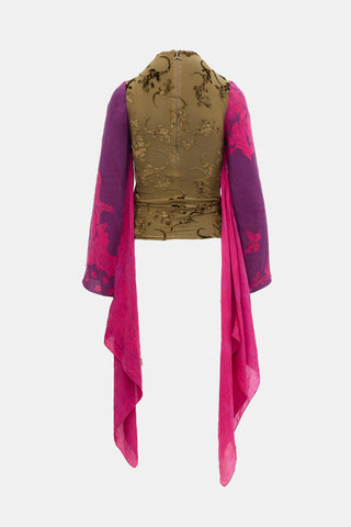 Marine Serre Silk Floral  Layered Blouse