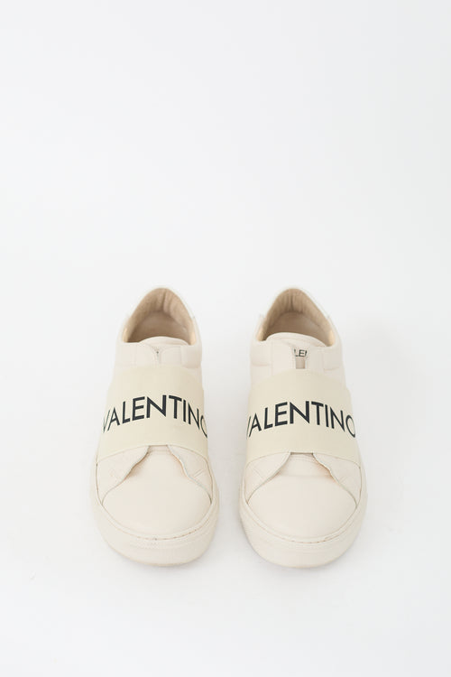 Mario Valentino Beige Leather Logo Maya Sneaker