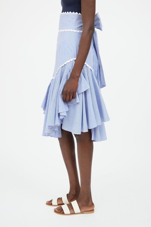 Marissa Webb Blue & White Scallop Midi Skirt