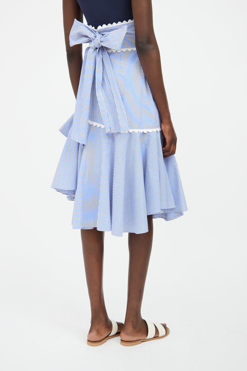 Marissa Webb Blue & White Scallop Midi Skirt