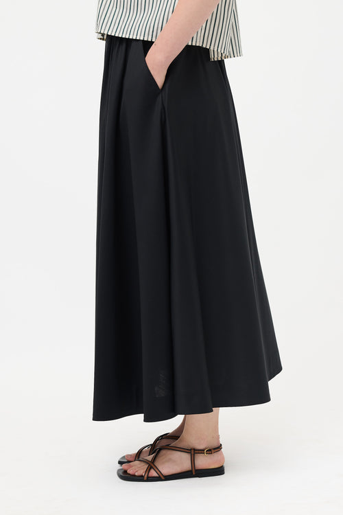 Mark Kenly Domino Tan Wool Pleated Maxi Skirt