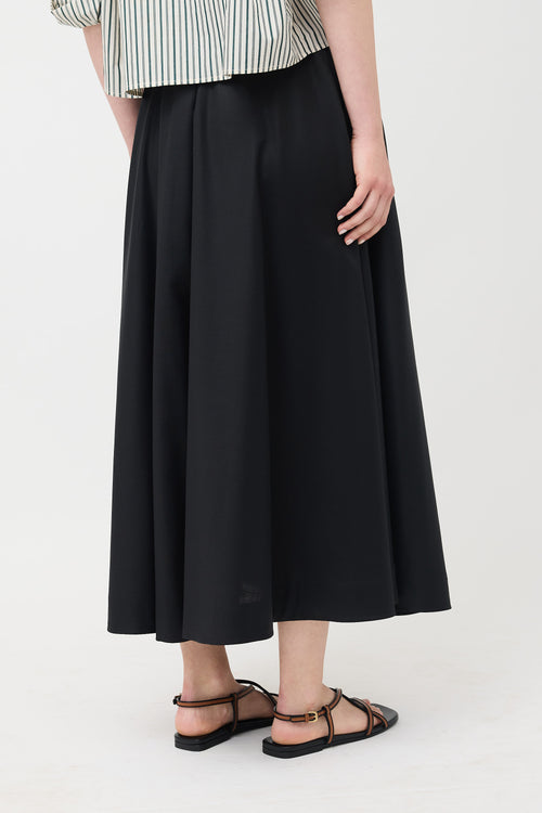 Mark Kenly Domino Tan Wool Pleated Maxi Skirt