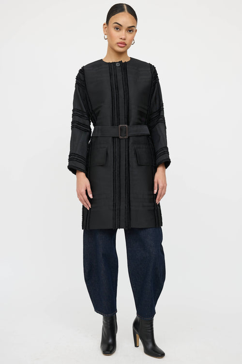 Marlene Birger Belted Striped Coat
