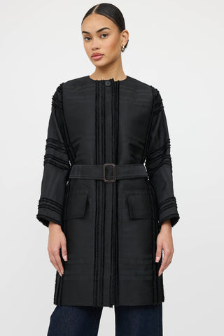 Marlene Birger Belted Striped Coat