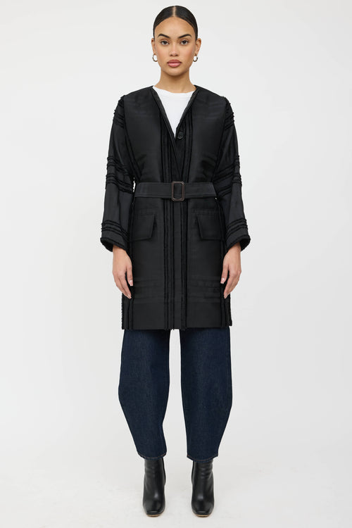 Marlene Birger Belted Striped Coat