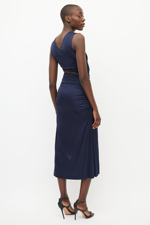 By Malene Birger Navy Ruched Cut Out Dress