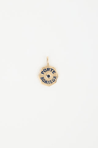 Marlo Laz 14K Gold Porte Bonheur Blue Sapphire Pendant