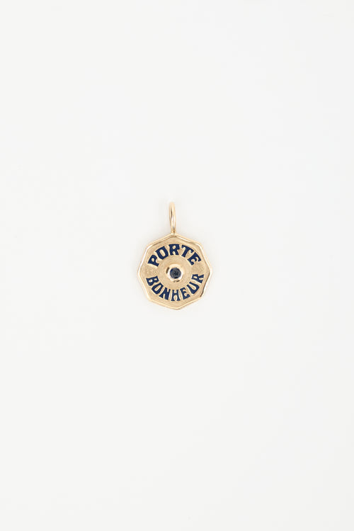 Marlo Laz 14K Gold Porte Bonheur Blue Sapphire Pendant