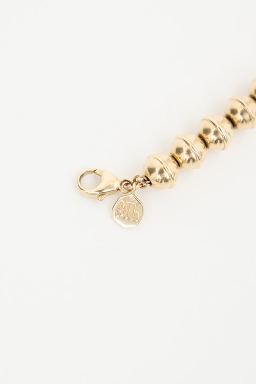 Marlo Laz 14K Yellow Gold Squash Blossom Bead Bracelet