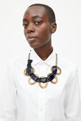 Marni Aged Gold & Purple Gem Necklace