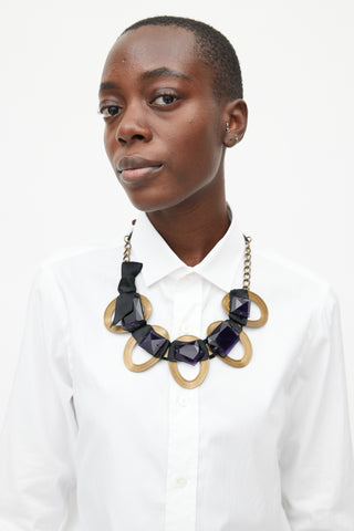 Marni Aged Gold & Purple Gem Necklace