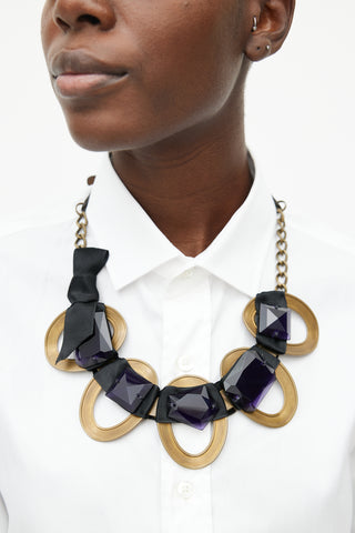 Marni Aged Gold & Purple Gem Necklace