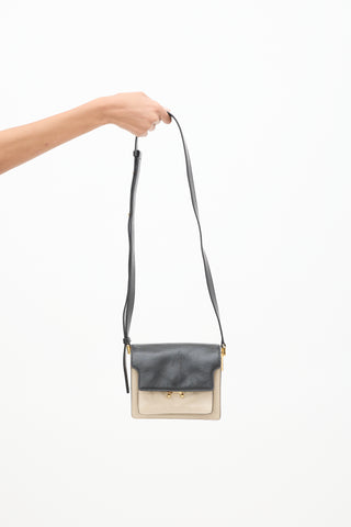 Marni Beige & Black Leather Mini Soft Trunk Crossbody Bag