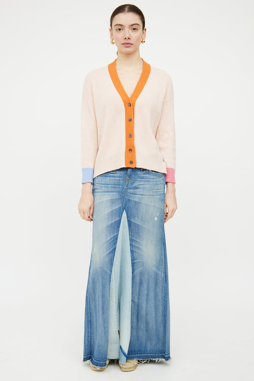 Marni Pink & Orange Cashmere Knit Panelled Cardigan