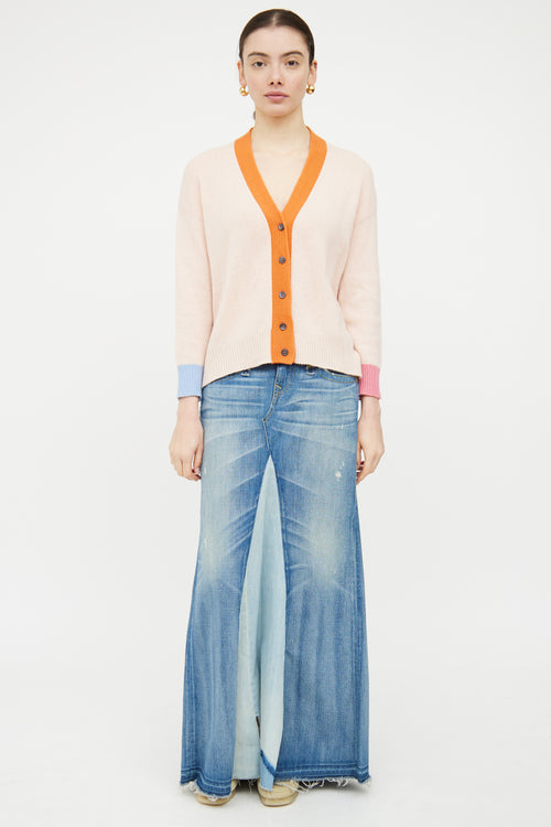 Marni Pink & Orange Cashmere Knit Panelled Cardigan