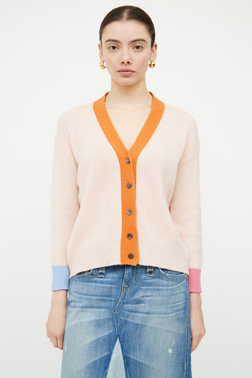 Marni Pink & Orange Cashmere Knit Panelled Cardigan