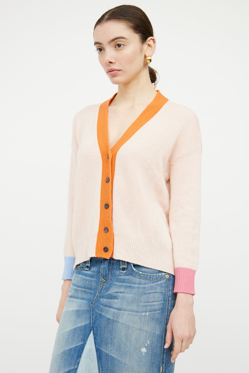 Marni Pink & Orange Cashmere Knit Panelled Cardigan