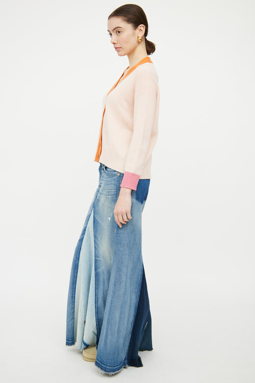 Marni Pink & Orange Cashmere Knit Panelled Cardigan