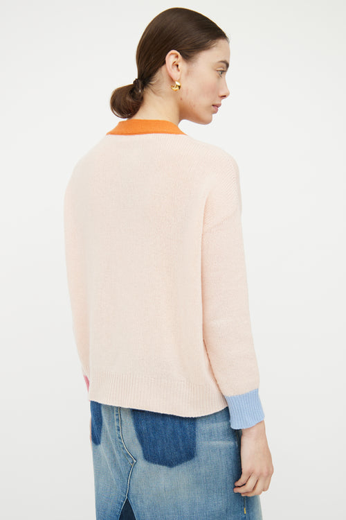 Marni Pink & Orange Cashmere Knit Panelled Cardigan