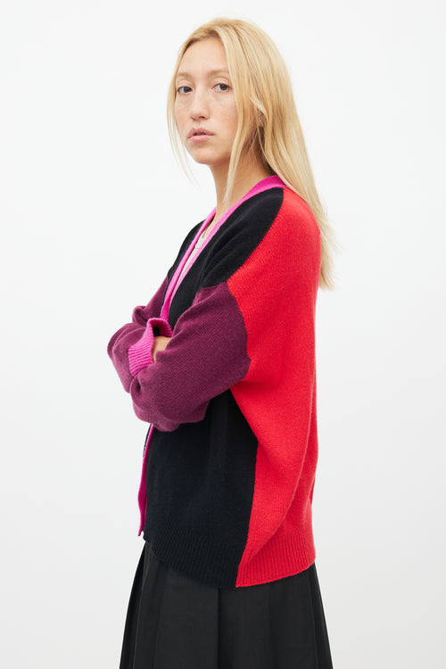 Marni Black & Multicolour Panelled Cashmere Cardigan