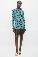 Marni Black & Blue Silk Dots Long Blouse
