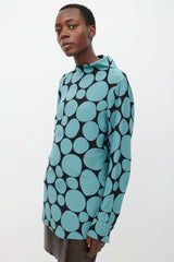 Marni Black & Blue Silk Dots Long Blouse