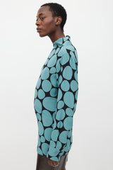 Marni Black & Blue Silk Dots Long Blouse