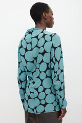 Marni Black & Blue Silk Dots Long Blouse