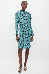 Marni Black & Blue Silk Dots Sheath Dress