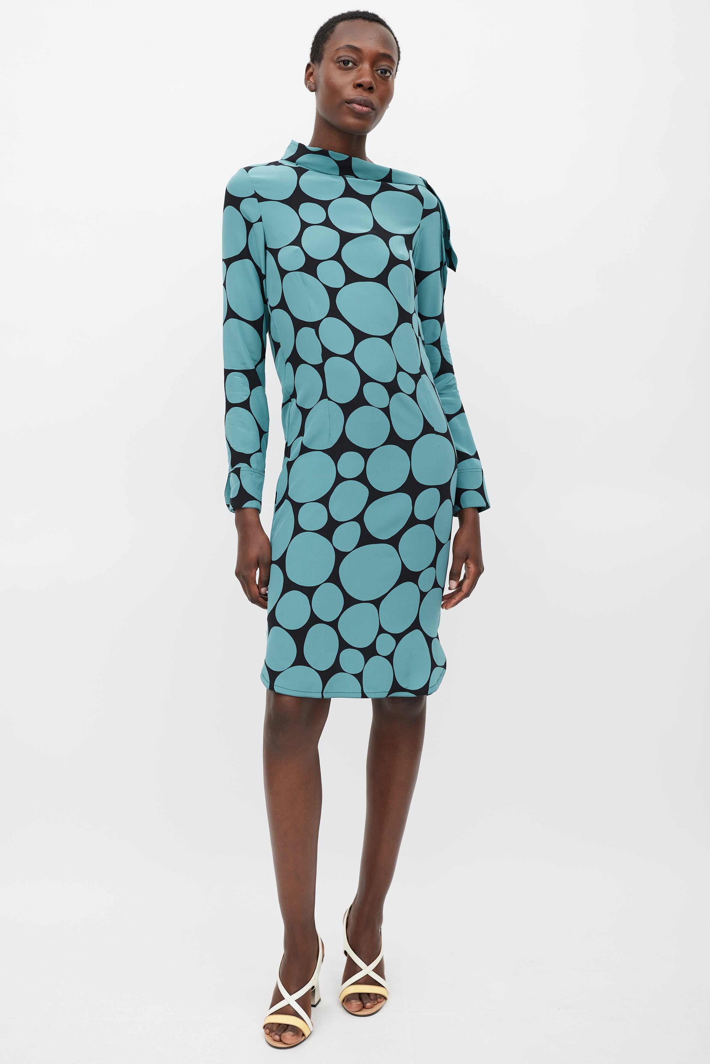 Marni // Black & Blue Silk Dots Sheath Dress – VSP Consignment Marni // Black & Blue Silk Dots Sheath Dress – VSP Consignment